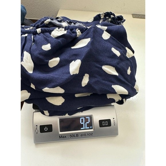 Reformation Women's Cami Mini Dress Splatter Puff Sleeve Navy White Size 4 - Picture 10 of 11